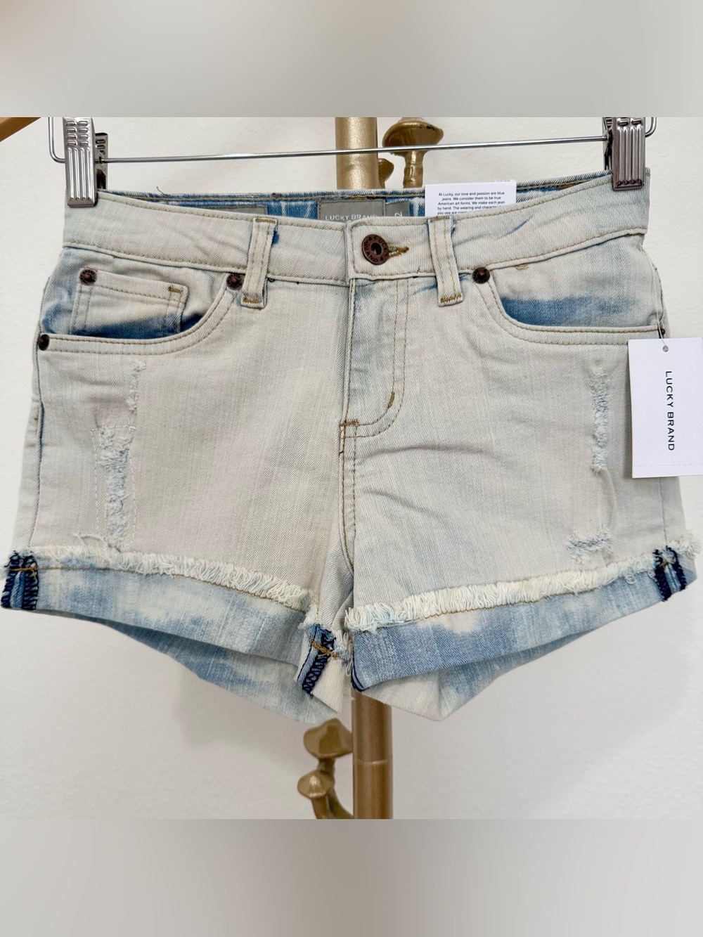 Lucky Brand Riley Light Wash Slim Fit Below Waist Distressed Stretch Girls Denim
